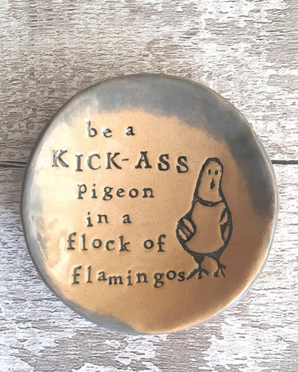 Kick-Ass Pigeon Ceramic Dish – Handmade Trinket Dish