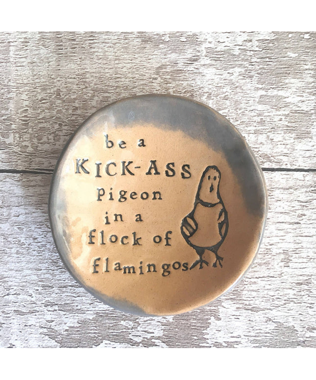 Kick-Ass Pigeon Ceramic Dish – Handmade Trinket Dish