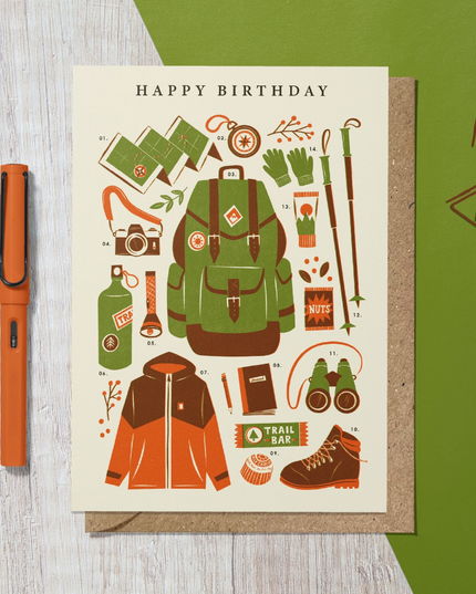 Birthday Card - Hiking Art Card