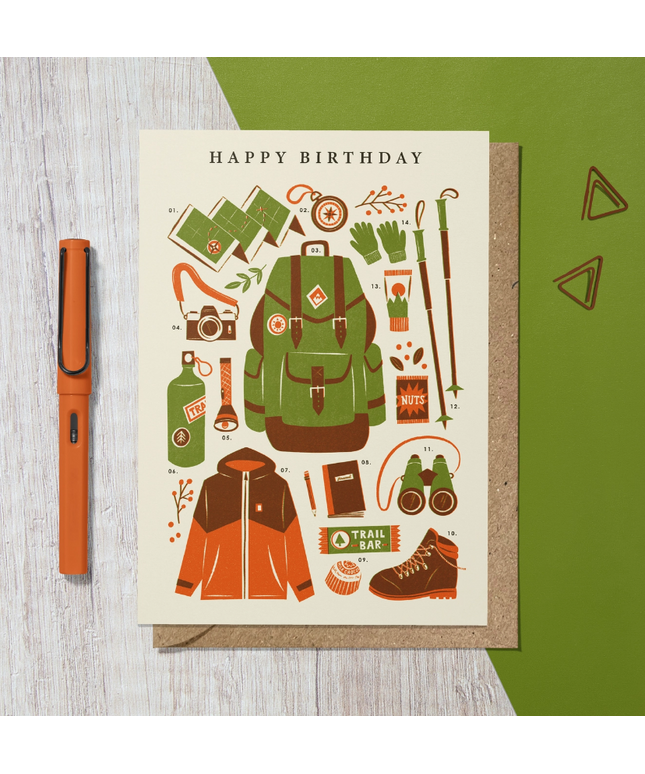 Hiking Kit | Outdoor Walking Vintage Style Birthday Card