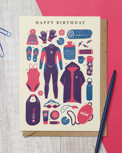 Birthday Card - Wild Swim Art Card