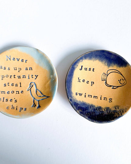 Just Keep Swimming - Ceramic Trinket Dish - Made in Wales