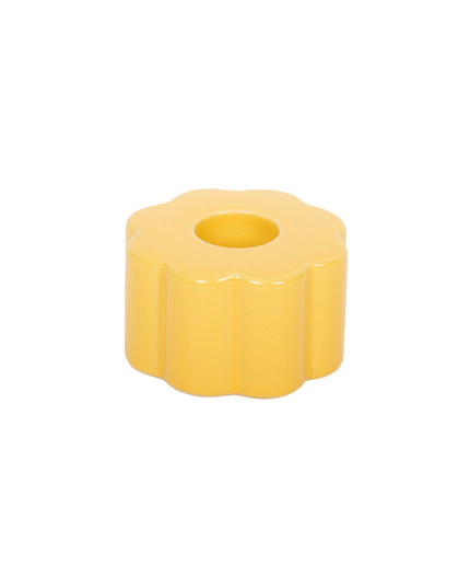 Helio Ferretti Retro Flower Candle Holder - Ceramic Yellow