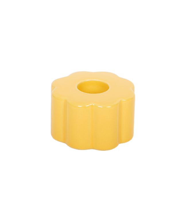 Helio Ferretti Retro Flower Candle Holder - Ceramic Yellow