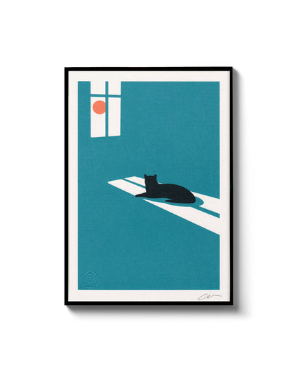 Sunbather, Cat Print, A4 Screenprint