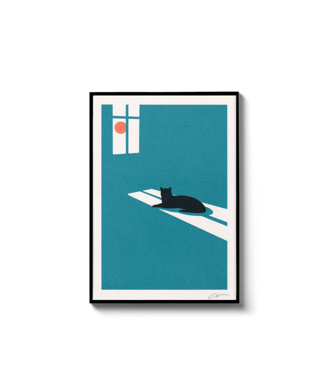 Sunbather, Cat Print, A4 Screenprint