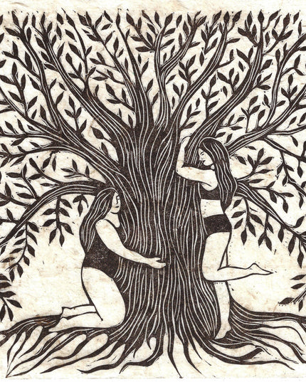 Nature Lovers Greeting Card **tree hug, forest, folklore, hippy**