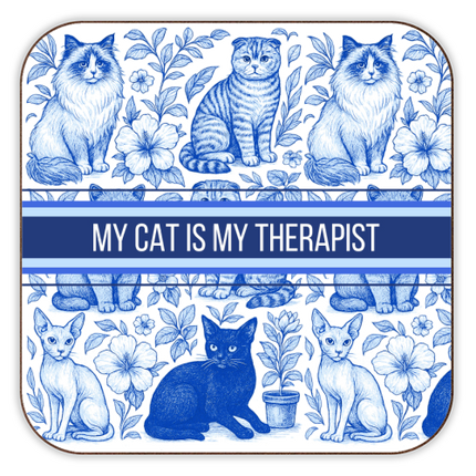 Coasters 'My Cat Is My Therapist toile'