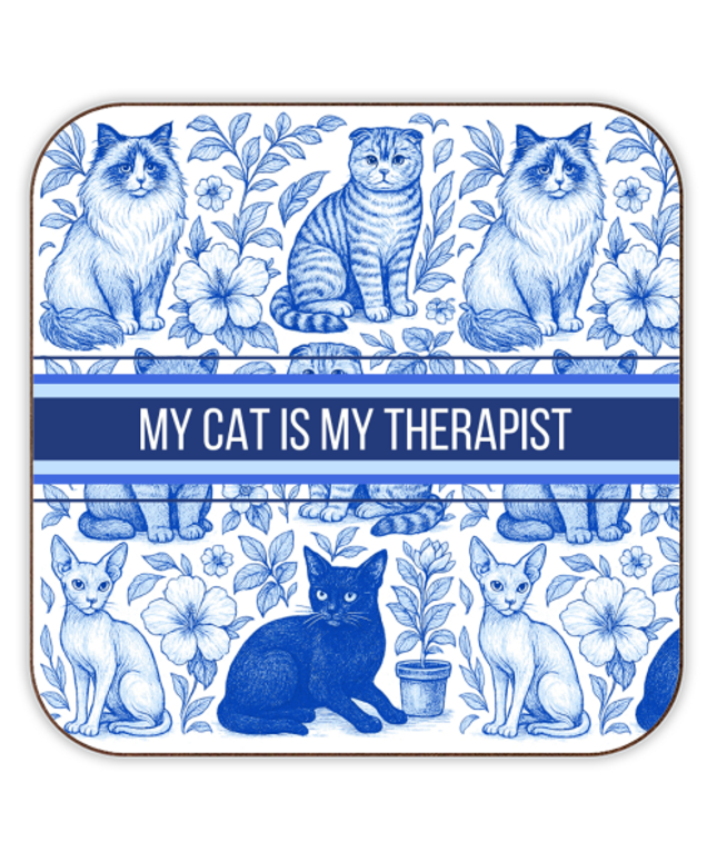 Coasters 'My Cat Is My Therapist toile'