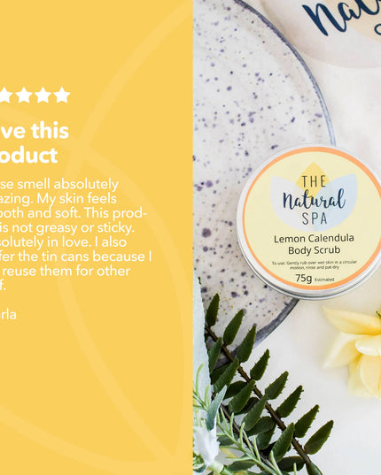 Lemon Calendula Natural Body Scrub - 75g tin - Letterbox
