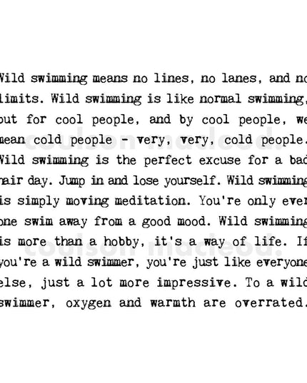 Wild Swimming Outdoorsy Quotes Card For Swimmers