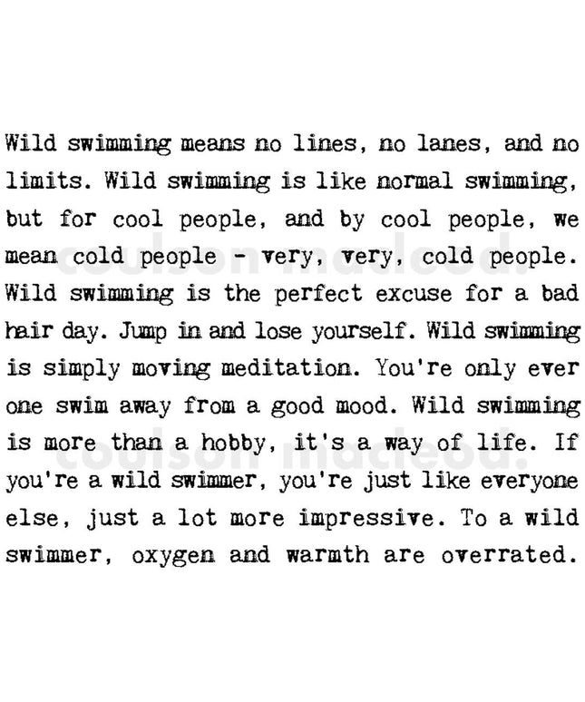 Wild Swimming Outdoorsy Quotes Card For Swimmers