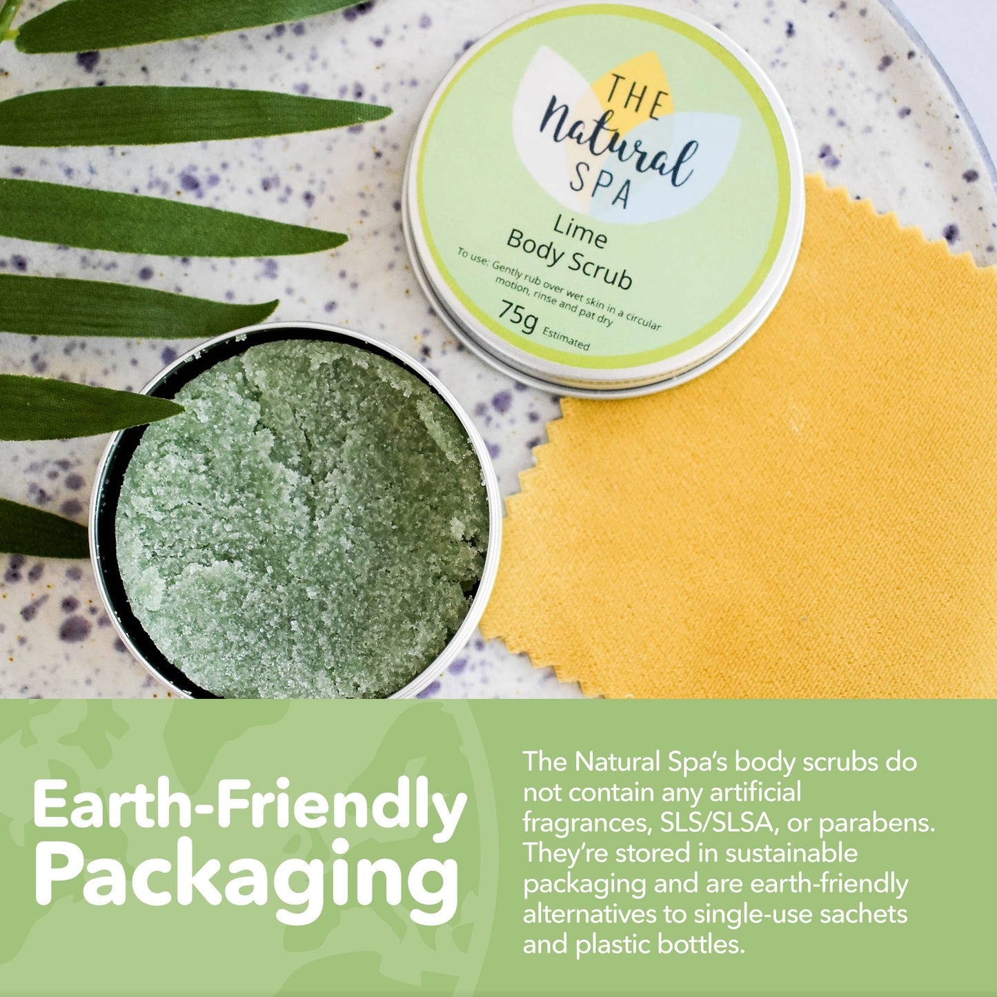 Lime Natural Body Scrub - 75g tin - Letterbox