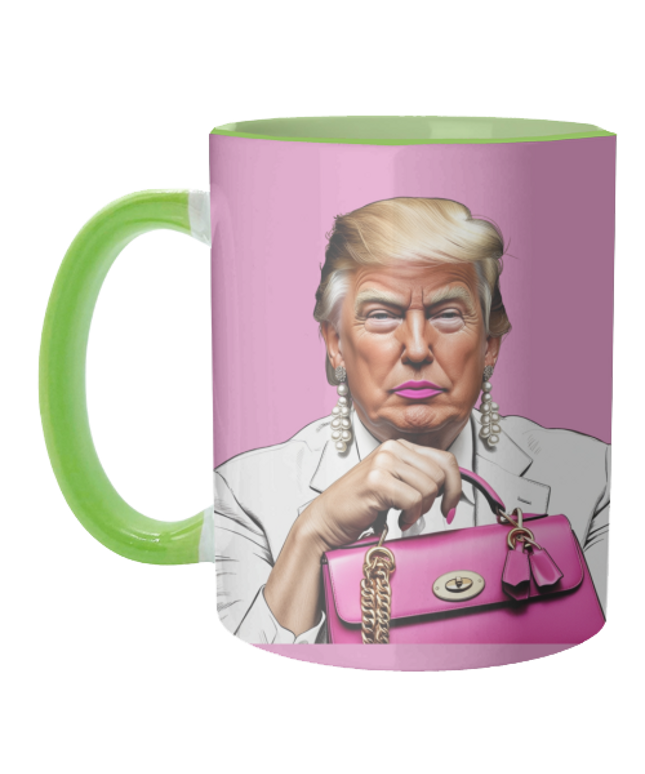 Mugs 'Donald Trump' by Faith Mercer Mug Colour Inner & Handle 11oz - Green