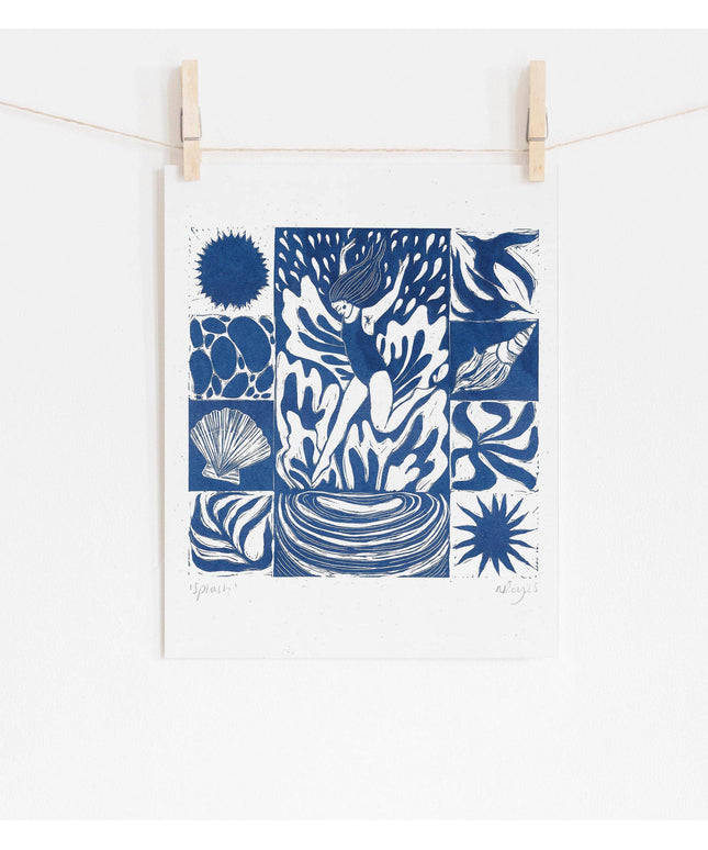 Splash Riso Art Print *swimming, Coldwater, nature love*