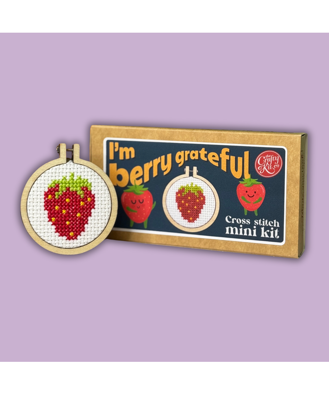 'I'm Berry Grateful' Mini Matchbox Cross Stitch Kit