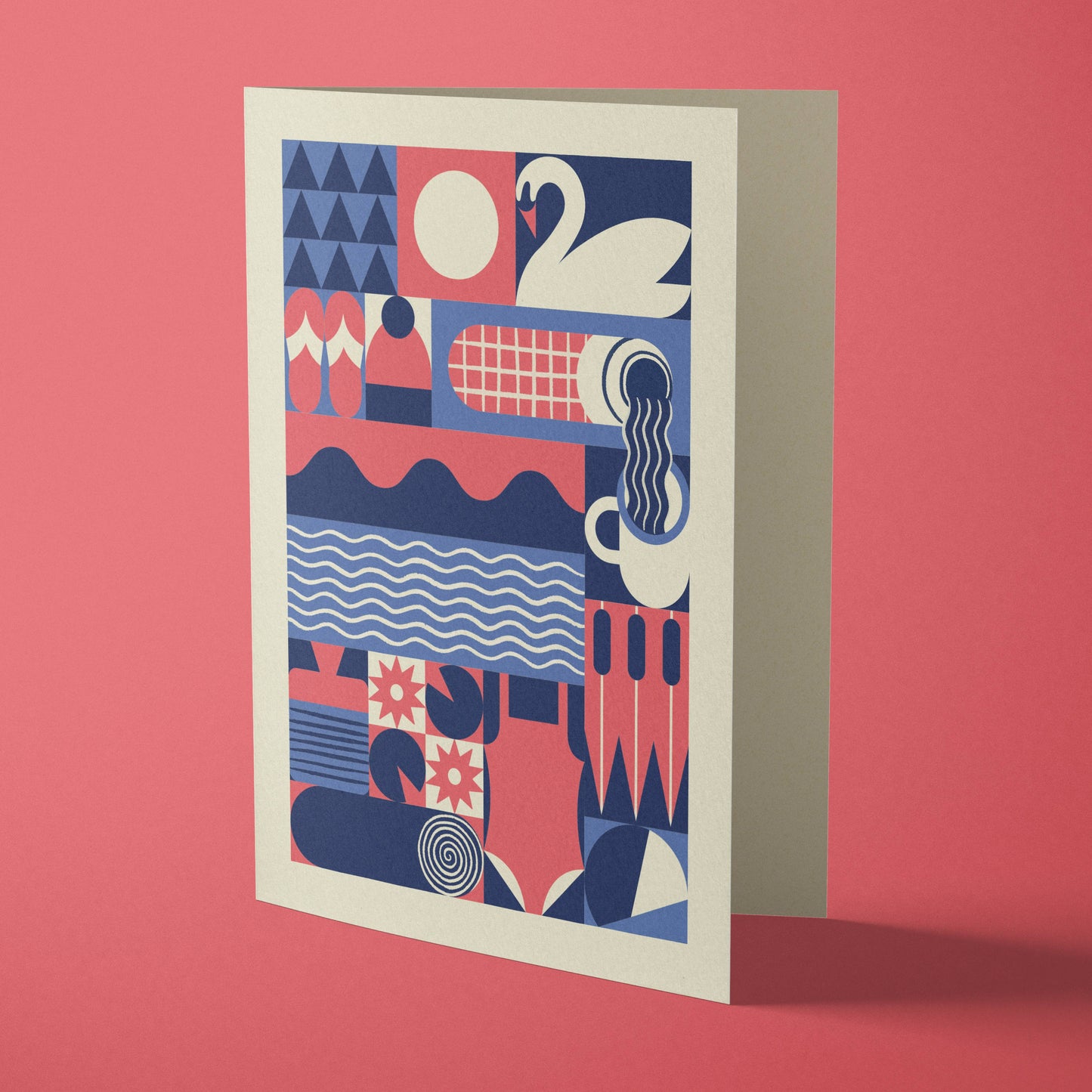 Wild Swimming Adventure | Retro Geometric Greeting Card