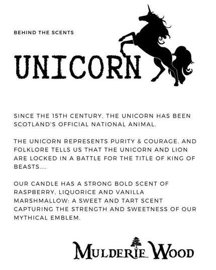 Unicorn Mythical Sweet Scent Scottish Scots Gift Candle