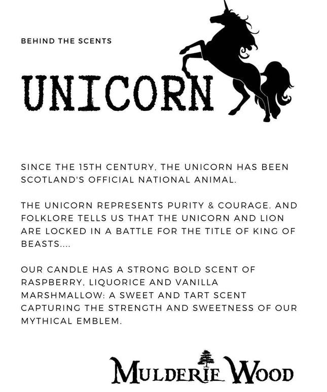 Unicorn Mythical Sweet Scent Scottish Scots Gift Candle