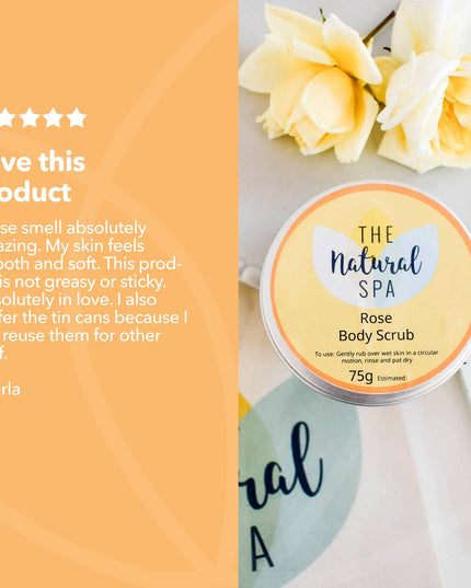 Rose Natural Body Scrub - 75g tin - Letterbox