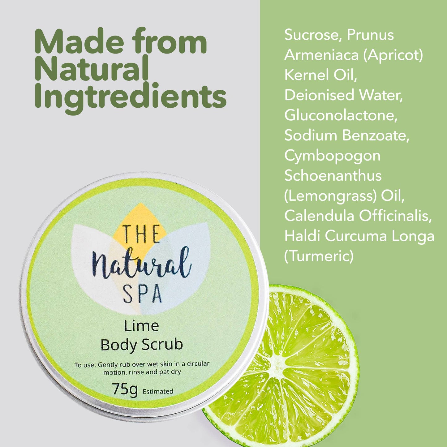 Lime Natural Body Scrub - 75g tin - Letterbox