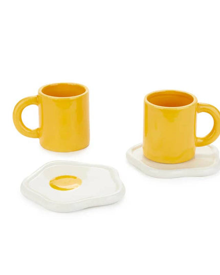 Sunny Side Up Ceramic Coffee Cups - Set of 2