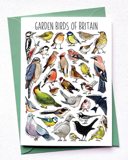 Garden Birds of Britain Art Blank Greeting Card