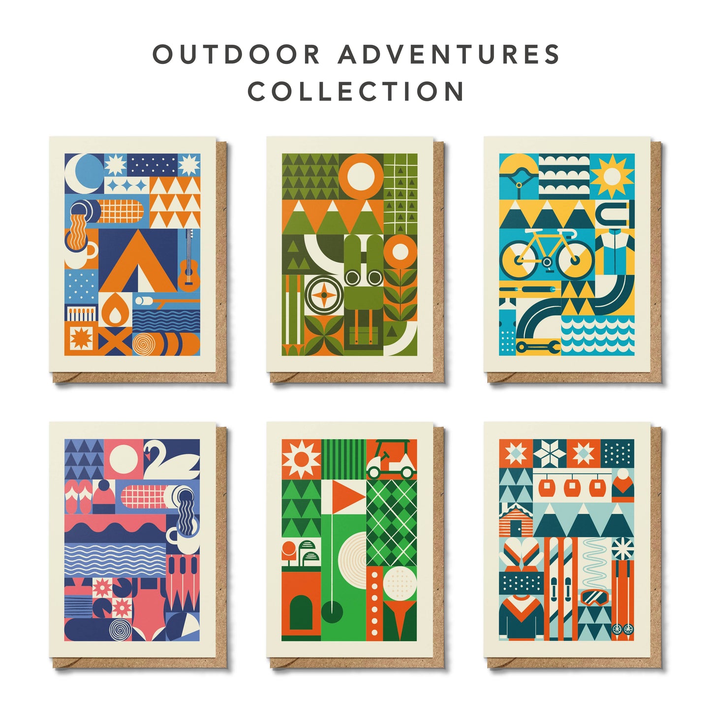 Wild Swimming Adventure | Retro Geometric Greeting Card