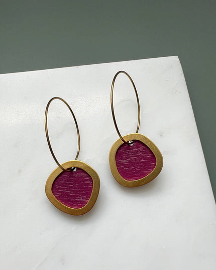 MICA /Gold Circle Hoop Earrings