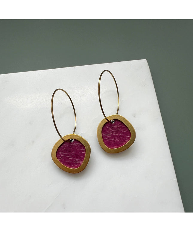 MICA /Gold Circle Hoop Earrings
