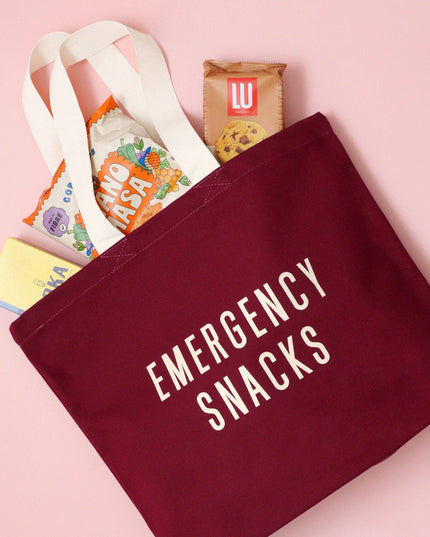 Emergency Snacks - Burgundy Canvas Tote Bag