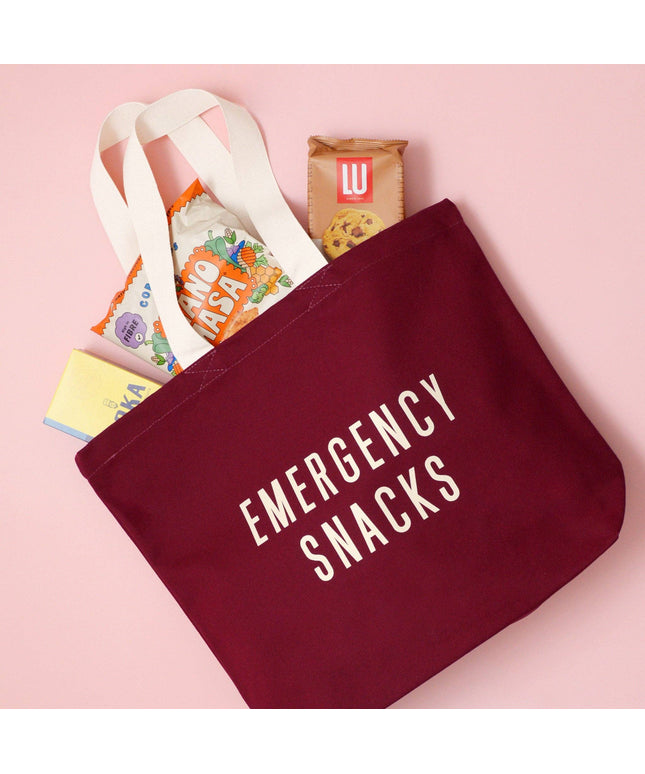 Emergency Snacks - Burgundy Canvas Tote Bag