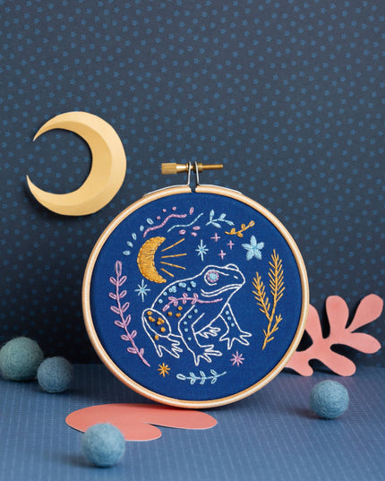Celestial Frog Mini Embroidery Kit | Beginner Craft Kit