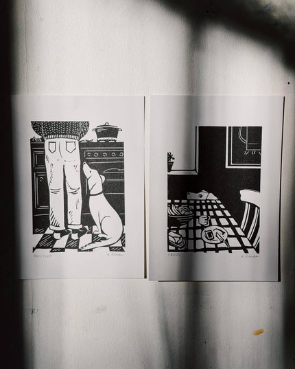 Sous Chef Risograph Print - A5 print - dog kitchen art