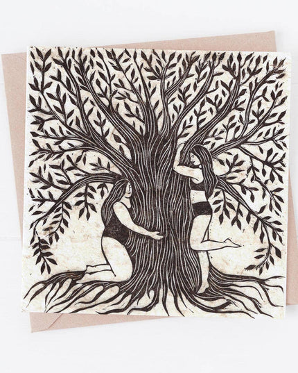 Nature Lovers Greeting Card **tree hug, forest, folklore, hippy**