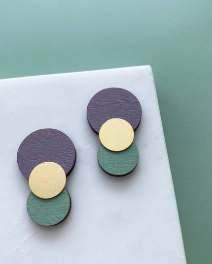 Colour Combo Circle Studs Lilac & Mint