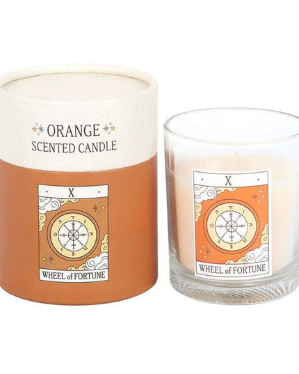 The Wheel of Fortune Vintage Tarot Card Orange Candle