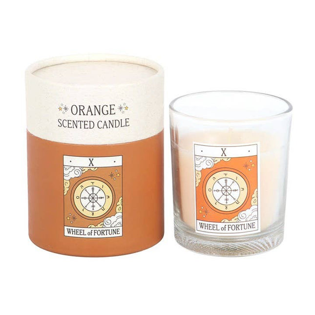 The Wheel of Fortune Vintage Tarot Card Orange Candle