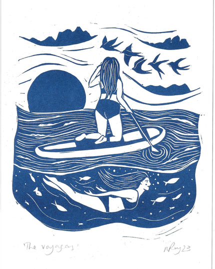 The PADDLE BOARDING Riso Print *paddleboarding, swim, outdoors, sea*