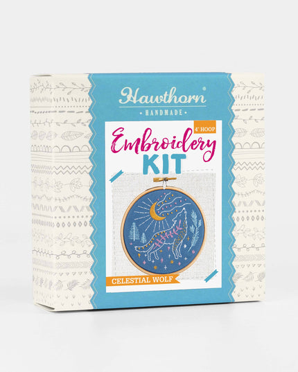 Celestial Wolf Mini Embroidery Kit | Beginner Craft Kit