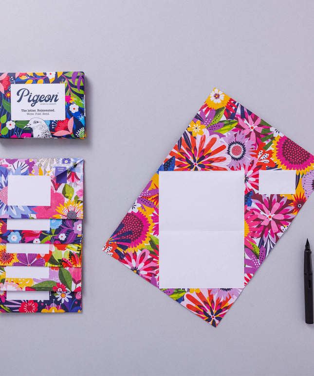 Floral Fantasia Pigeon * Botanical Folding Letter Writing * Pack of 6