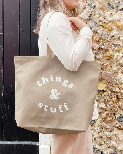 Things & Stuff - Stone Canvas Tote Bag