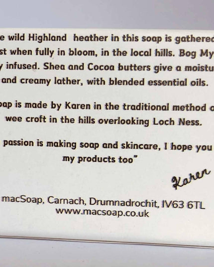 Highland Heather, Myrtle & Juniper. Scottish Botanical Soap