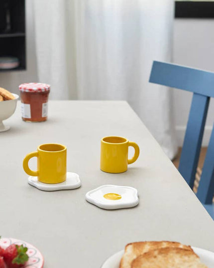 Sunny Side Up Ceramic Coffee Cups - Set of 2