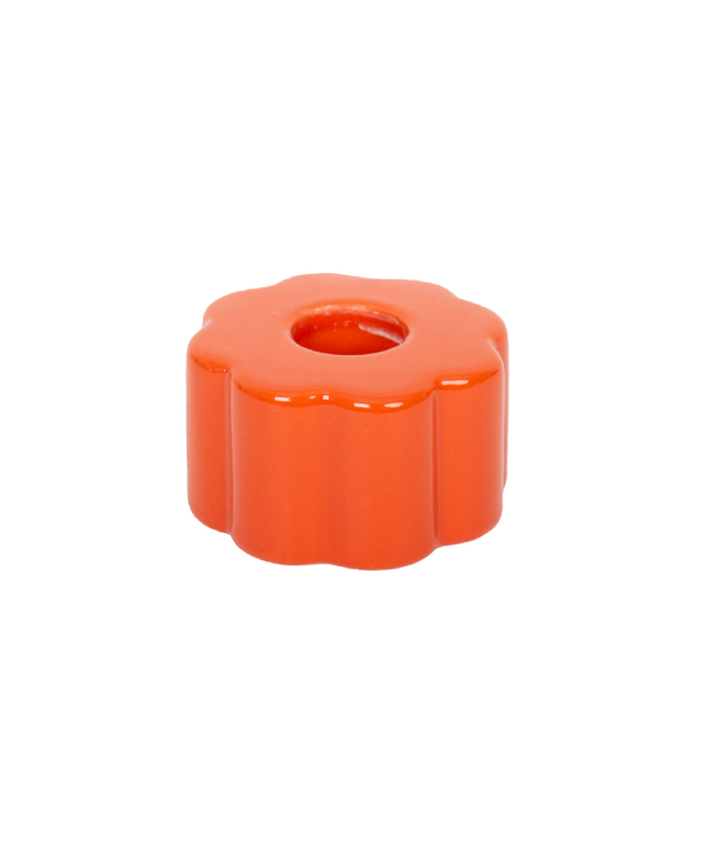 Helio Ferretti Retro Flower Candle Holder - Ceramic - Red
