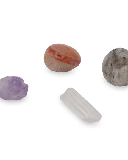 Saje Happy Candle, Crystal & Eye Mask Set - Includes Two Candles And Four Crystal Stones