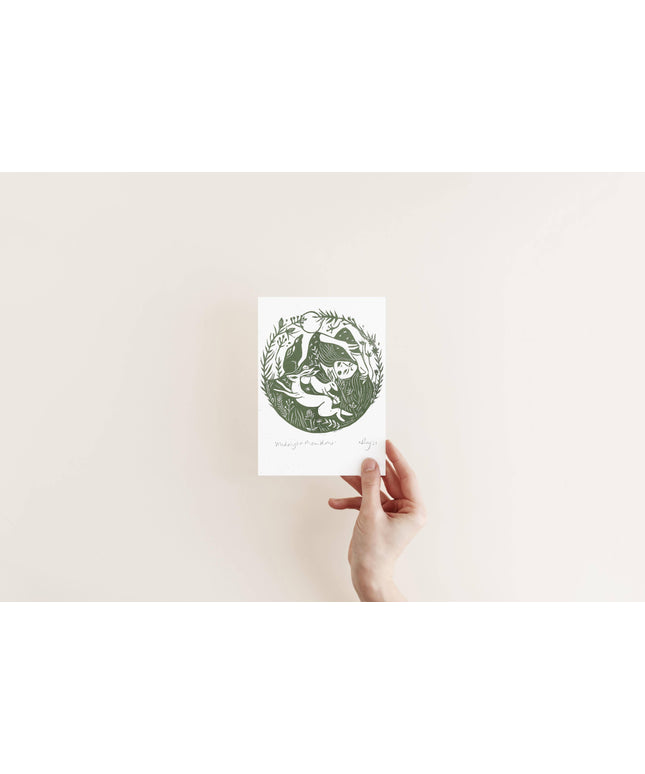 Midnight Meadow Riso Print *witchy, hare and moon *