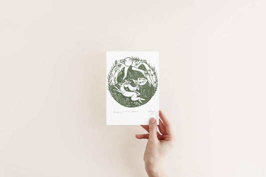 Midnight Meadow Riso Print *witchy, hare and moon *