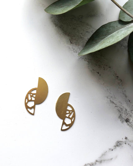 Semi Circle Gold Earrings