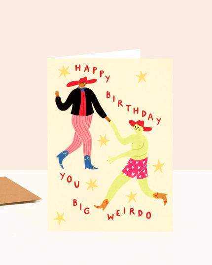 Big Weirdo Birthday Card | Funny Card With Alien And Cowboy